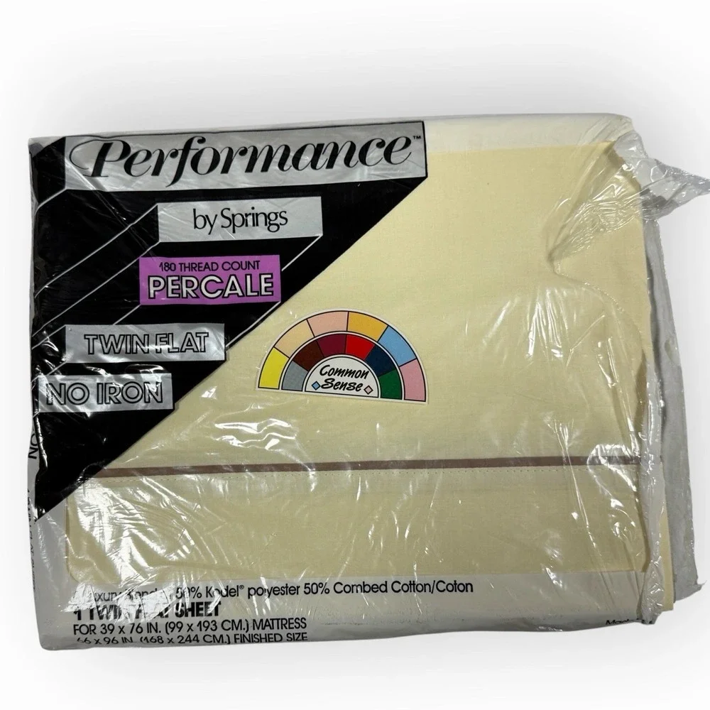 NOS Vtg Performance By Springs‎ Twilite Flat Twin Sheet Sunny Yellow Magnolia